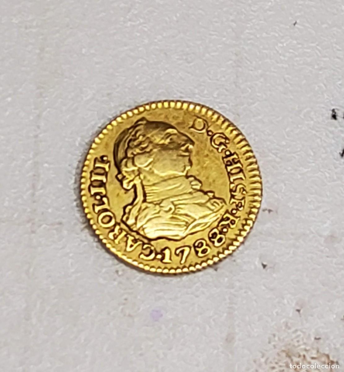 Monedas de Espa&ntilde;a: 1/2 ESCUDO DE ORO DE ESPA&Ntilde;A DEL A&Ntilde;O 1788 SG.MUY BUEN ESTADO DE CONSERVACI&Oacute;N.