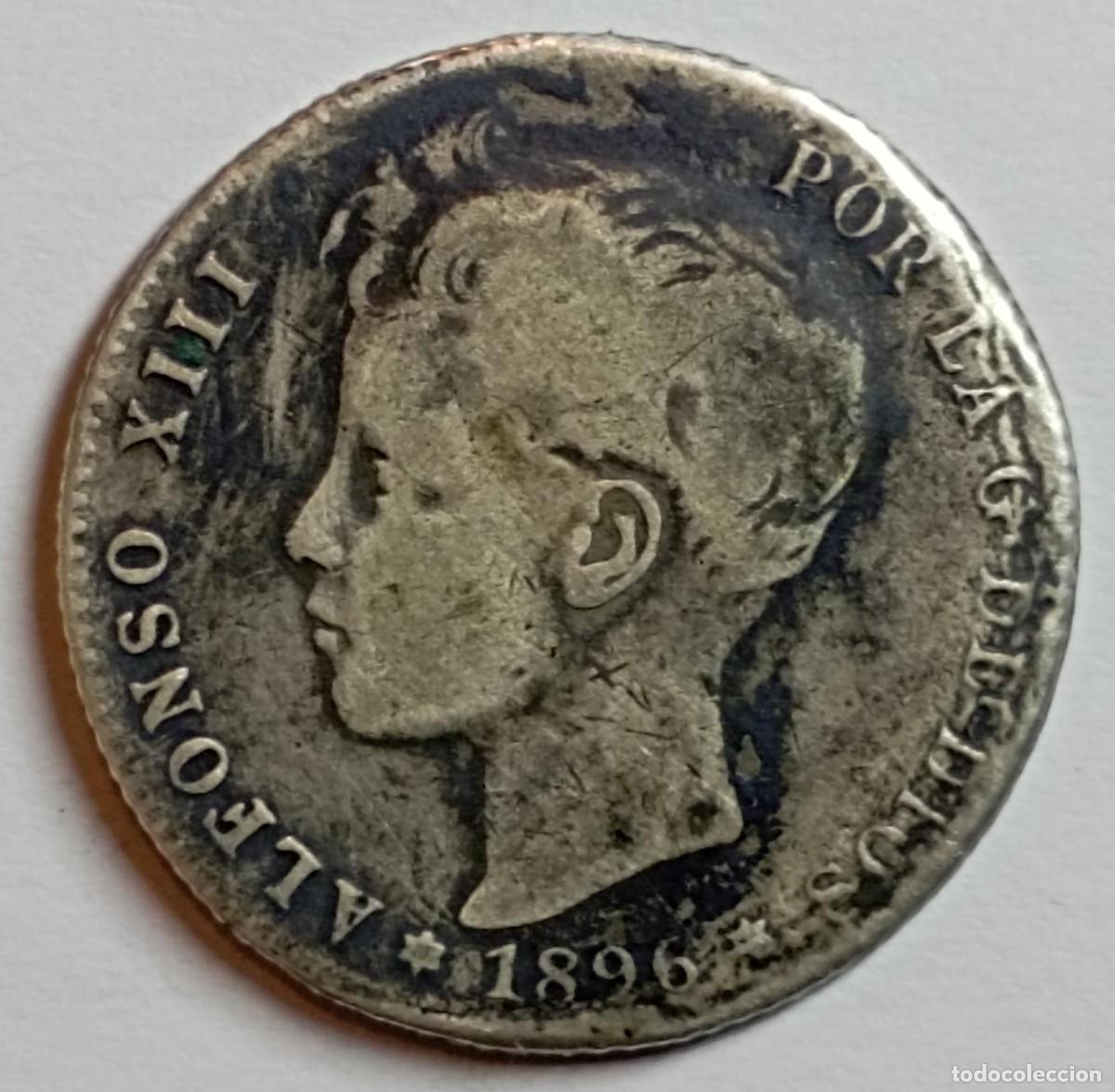M&uuml;nzen von Spanien: Moneda de Espa&ntilde;a 1 peseta Alfonso XIII 1896 de plata