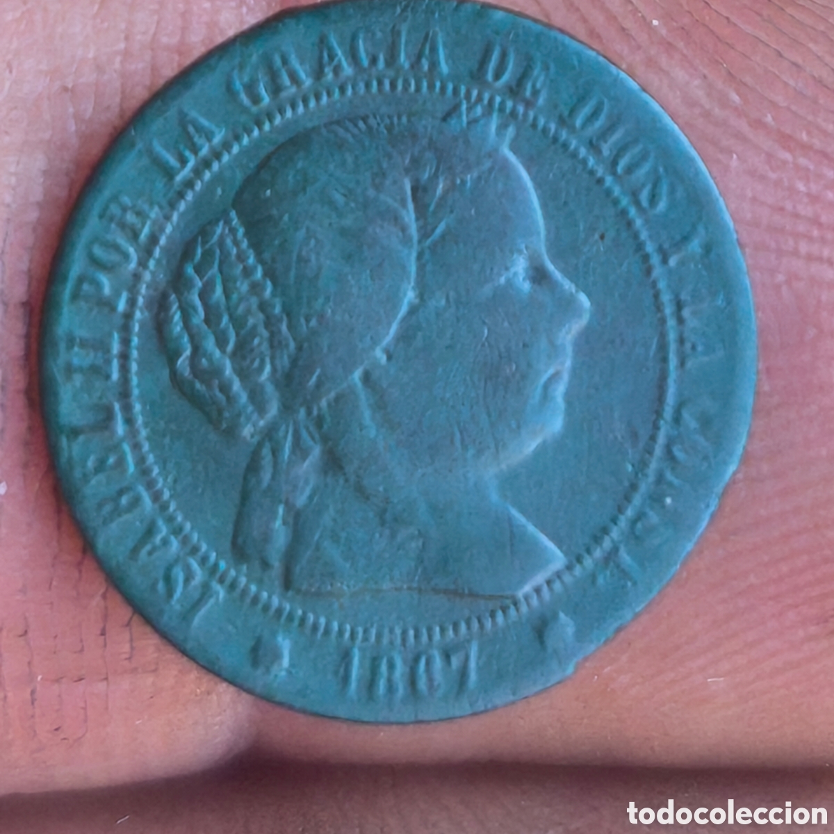 Monedas de Espa&ntilde;a: Isabel II 1857 Medio c&eacute;ntimo de escudo