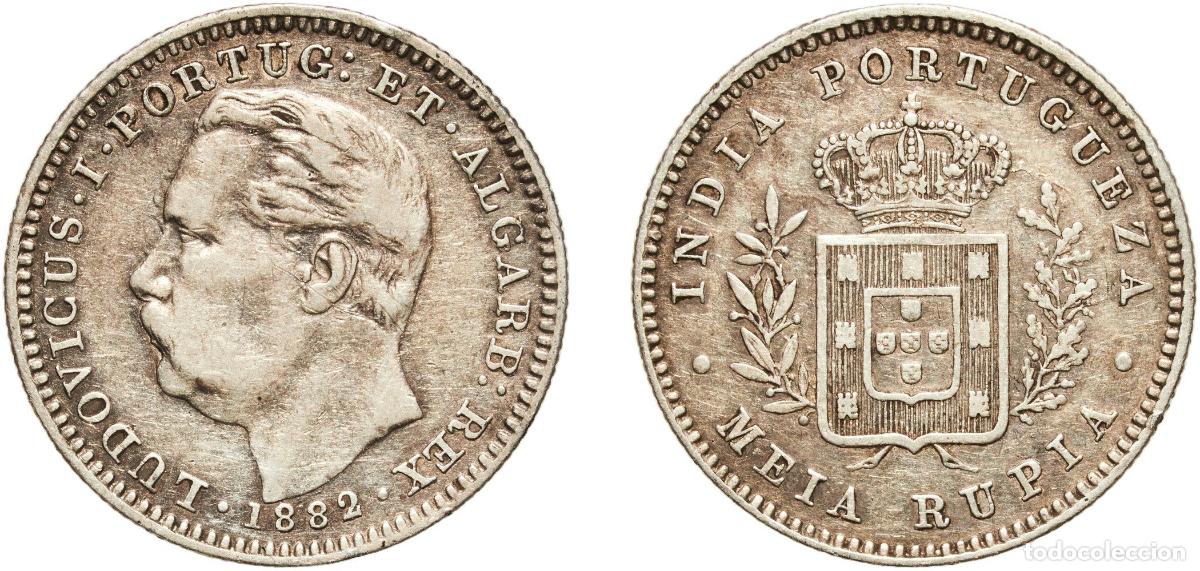 Monedas de Espa&ntilde;a: India Portuguese colony 1882 &frac12; / Meia Rupia - Lu&iacute;z I (Calcutta mint) Silver (.920) Calcutta Mint 5.