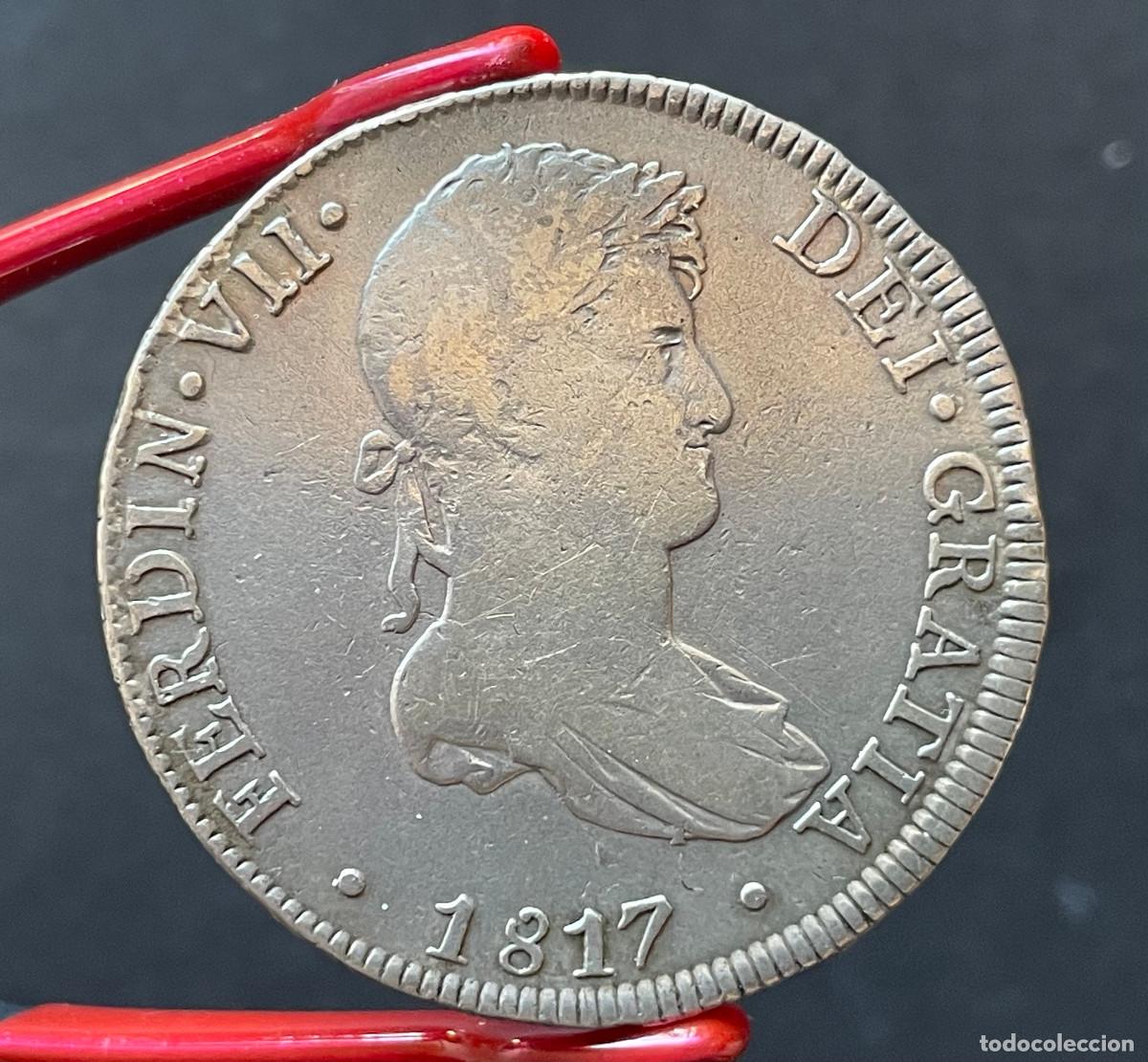 Monedas de Espa&ntilde;a: 8 Reales 1817, Fernando VII, ceca de Lima. Real de a ocho
