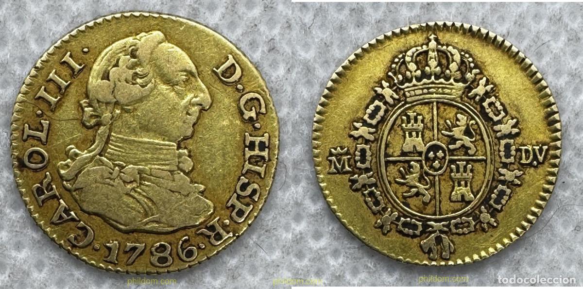 Monedas de Espa&ntilde;a: 5361 ESPA&Ntilde;A 1786 CARLOS III 1/2 ESCUDO 1786 DV Madrid
