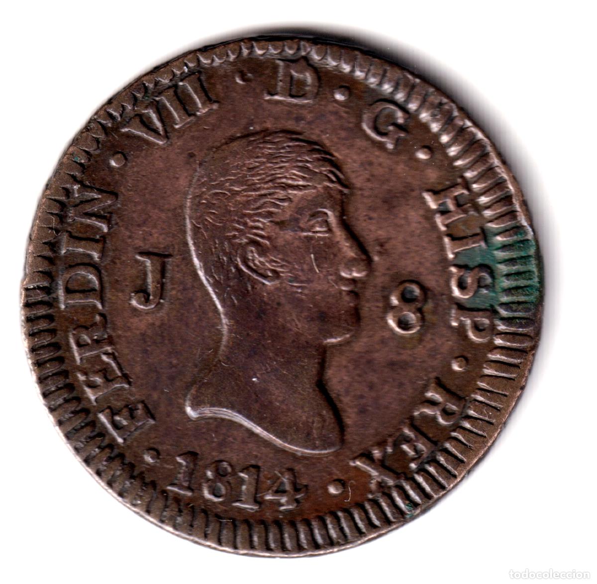 Monedas de Espa&ntilde;a: ESPA&Ntilde;A 8 maravedis 1814 ceca de Jubia - Rey Fernando VII - muy bella