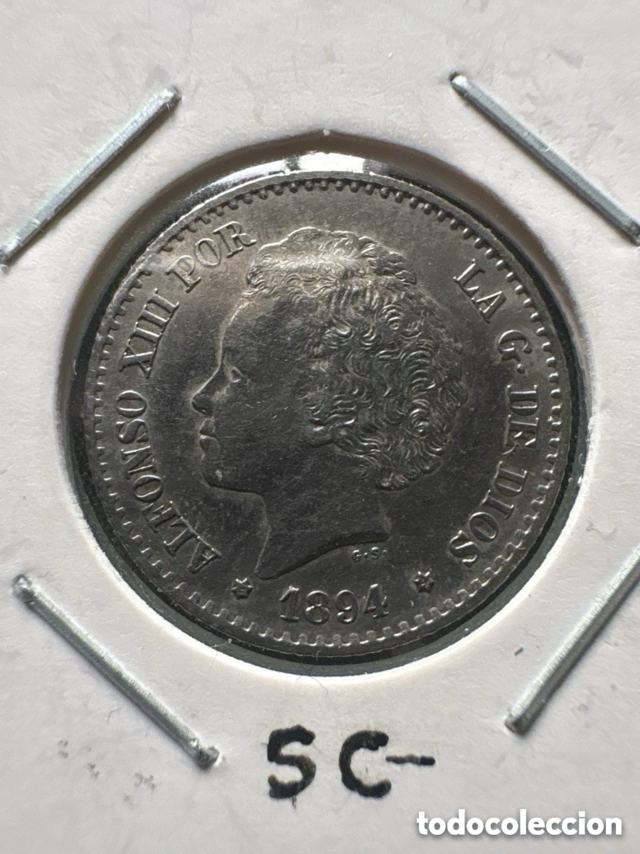 M&uuml;nzen von Spanien: Moneda 50 c&eacute;ntimos de plata 1894, Alfonso XIII, SC (A5)