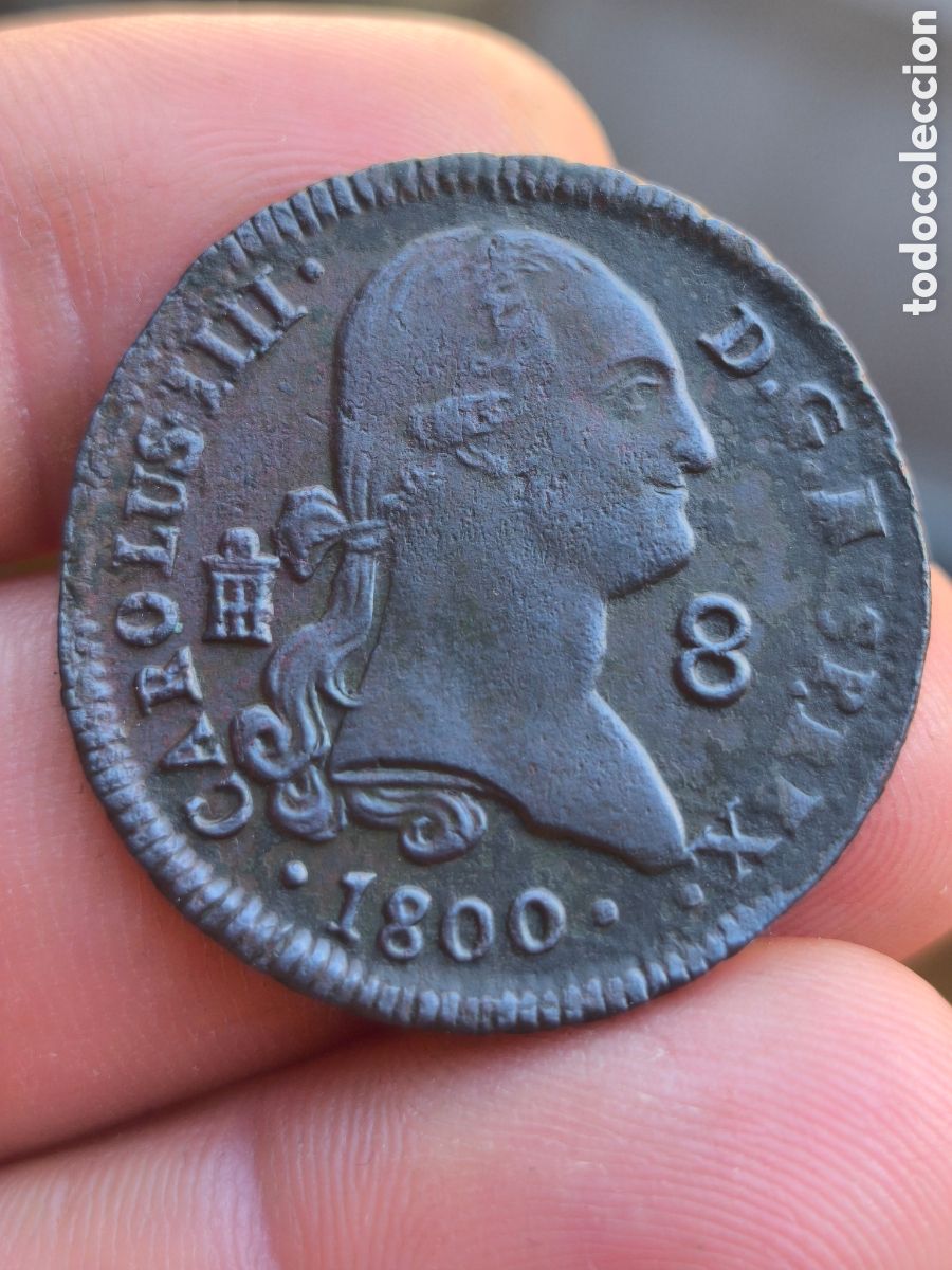 Monedas de Espa&ntilde;a: Carlos IV 1800 8 maravedis Segovia