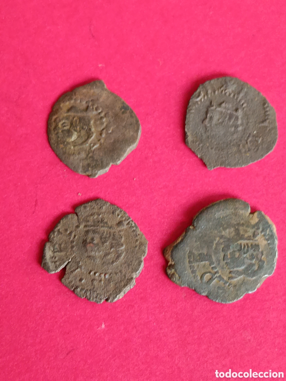 Monedas de Espa&ntilde;a: CARLOS II. LOTE DE 4 DINEROS DE VALENCIA.