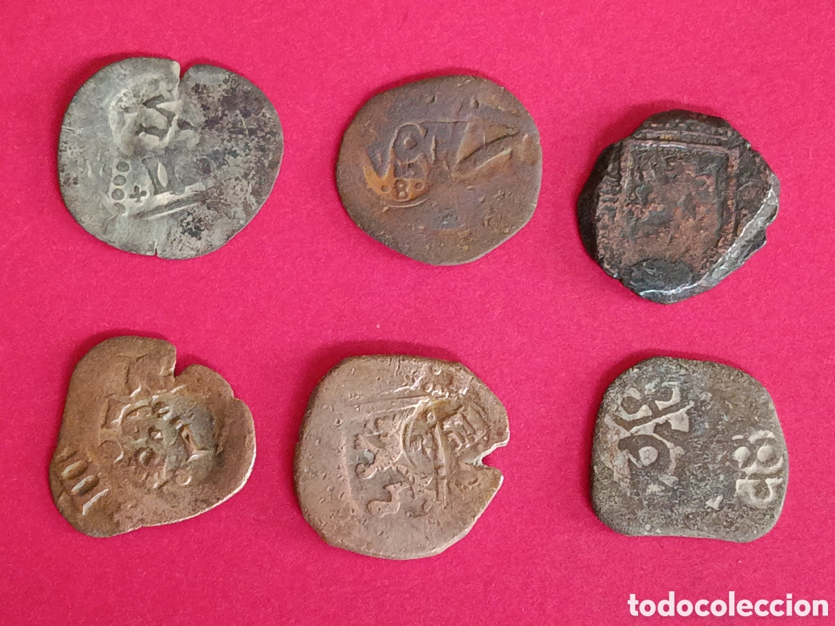 Monedas de Espa&ntilde;a: LOTE DE SEIS RESELLOS DE LOS AUSTRIAS.