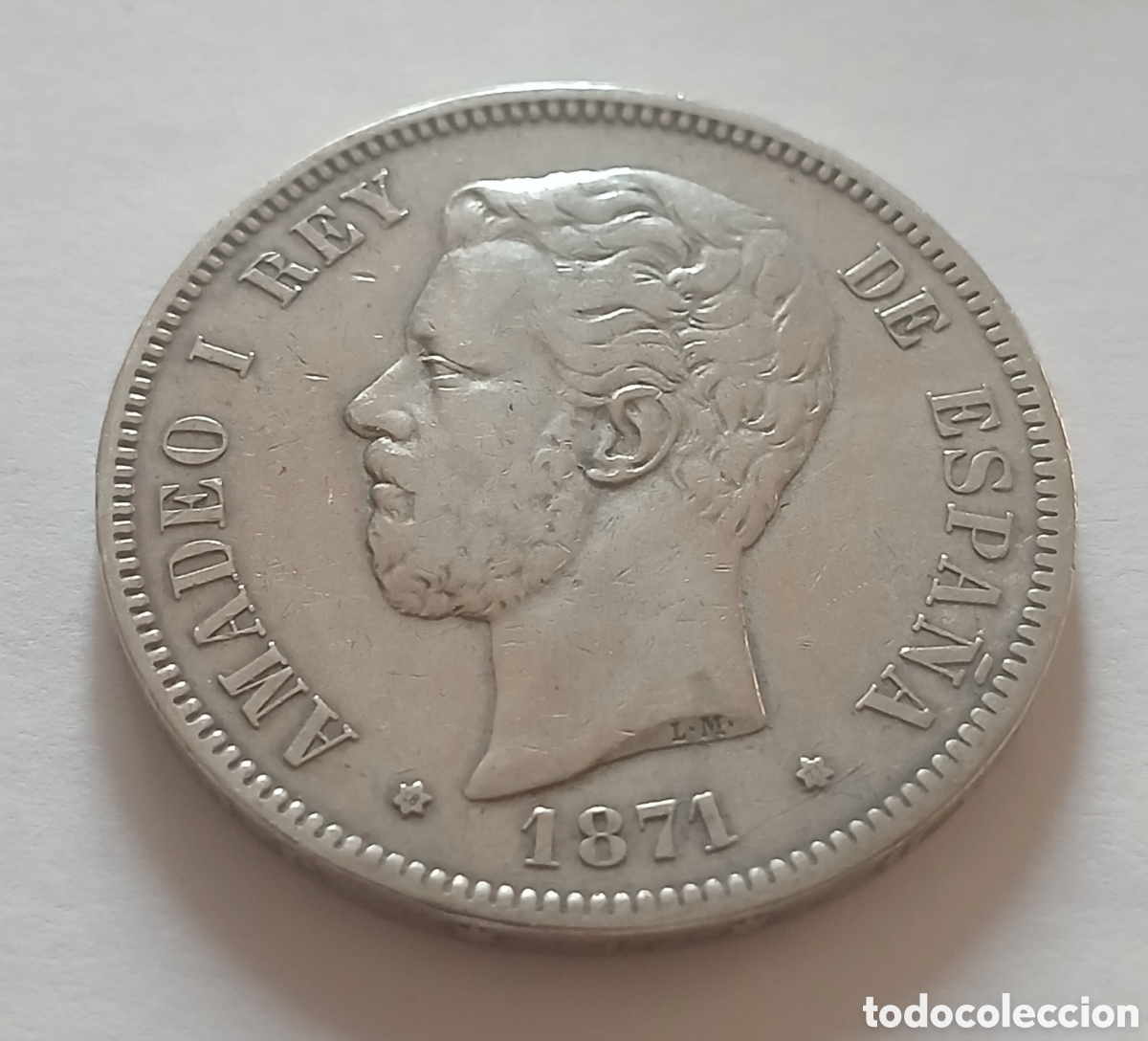 Monedas de Espa&ntilde;a: MONEDA 5 PESETAS DE PLATA DE AMADEO DE SABOYA 1871