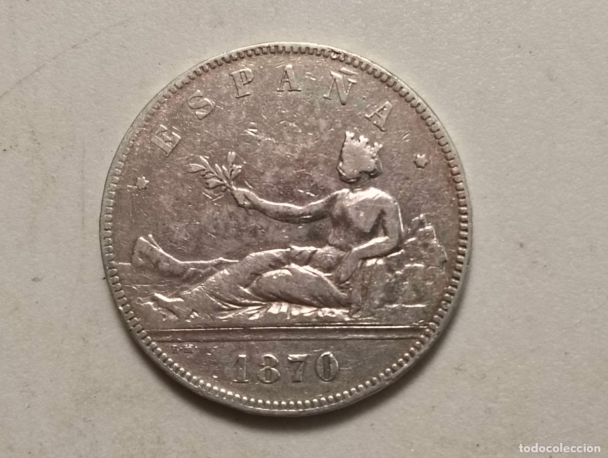 Monedas de Espa&ntilde;a: MONEDA PLATA, 5 PESETAS ESPA&Ntilde;A 1870, SN M, GOBIERNO PROVISIONAL