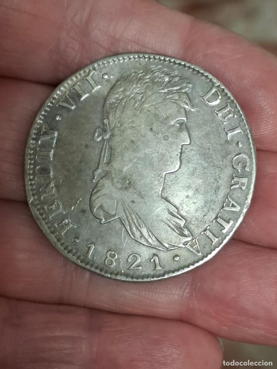 M&uuml;nzen von Spanien: MONEDA DE 8 REALES DE FERNANDO VII DE 1821 (ZACATECAS) RARA AS&Iacute;