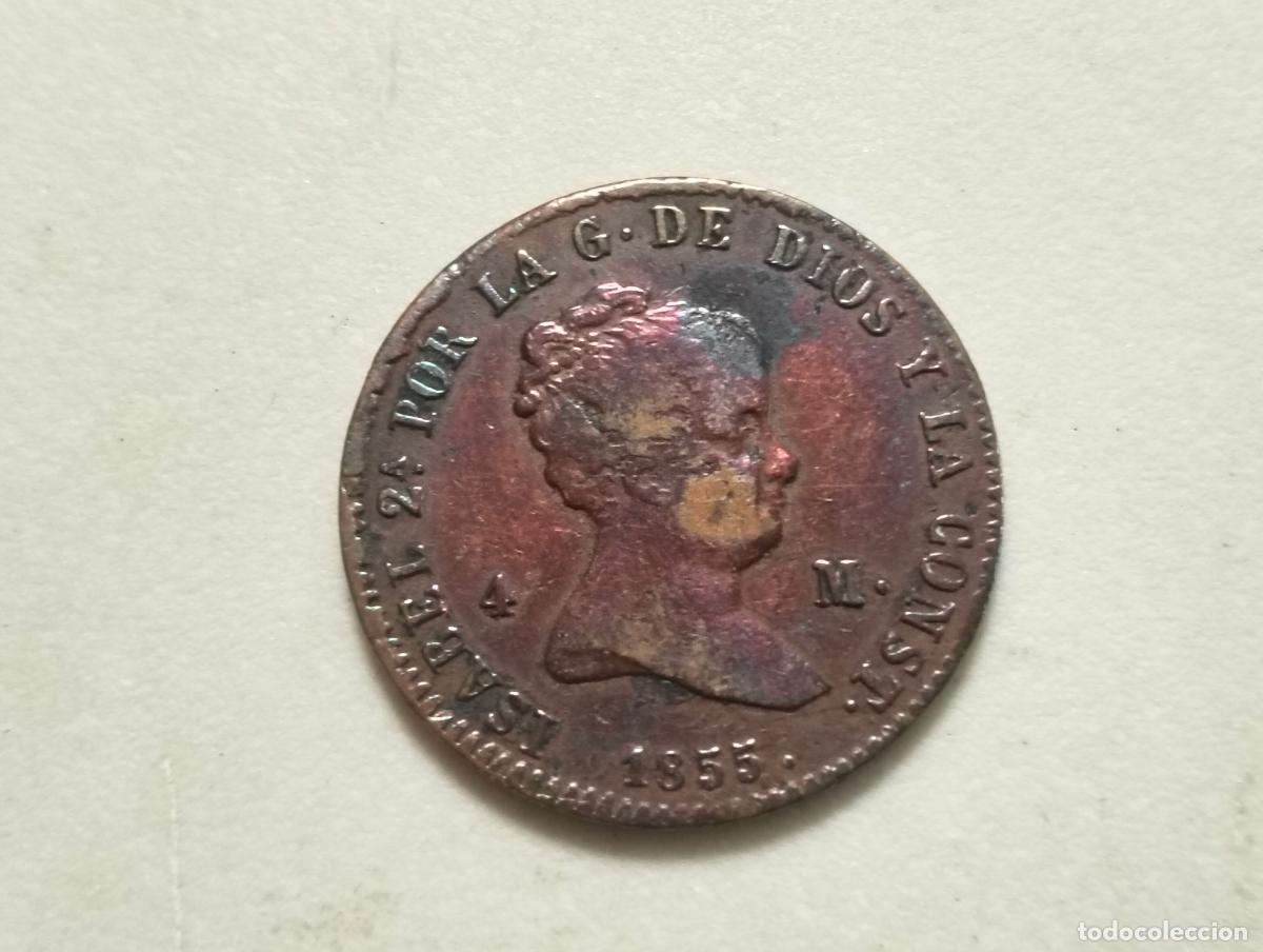 Monedas de Espa&ntilde;a: MONEDA COBRE, ISABEL II, A&Ntilde;O 1855, 4 MARAVEDIS, CECA BARCELONA
