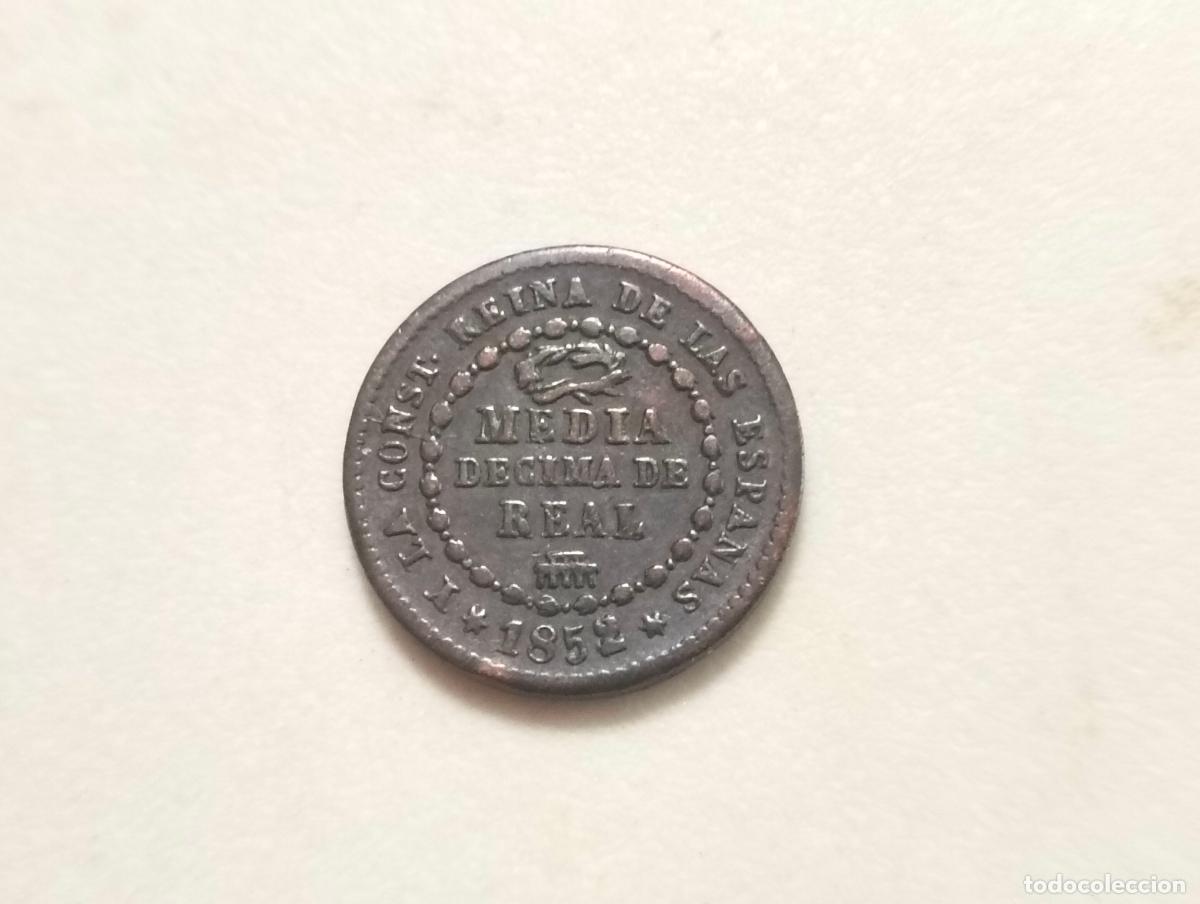 Monedas de Espa&ntilde;a: MONEDA COBRE, ISABEL II, A&Ntilde;O 1852, MEDIA DECIMA DE REAL, CECA SEGOVIA