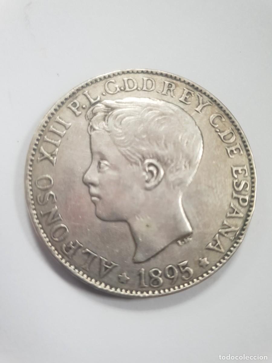 Monedas de Espa&ntilde;a: Moneda 1 peso - 25 ptas plata 1895 alfonso xiii falsa de epoca 24.61 gr