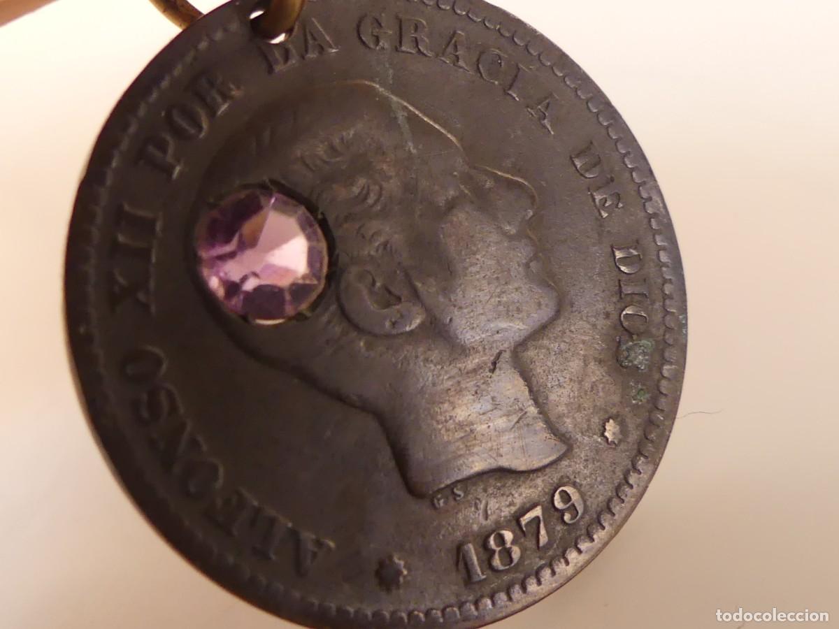 Monete da Spagna: COLGANTE MONEDA DE ALFONSO XII INCRUSTADA
