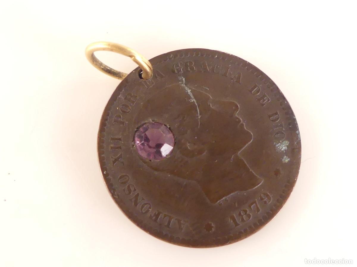 Monedas de Espa&ntilde;a: COLGANTE MONEDA DE ALFONSO XII INCRUSTADA - Foto 2