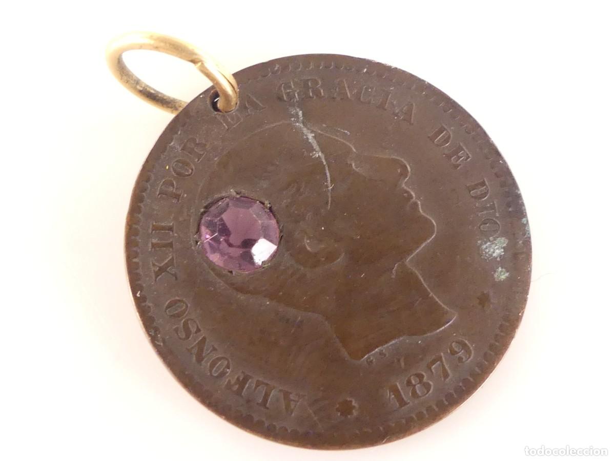 Monedas de Espa&ntilde;a: COLGANTE MONEDA DE ALFONSO XII INCRUSTADA - Foto 3