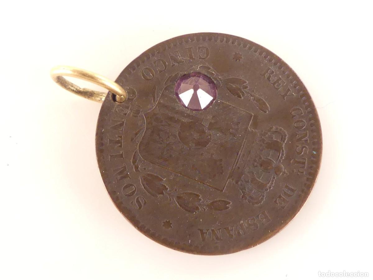 Monedas de Espa&ntilde;a: COLGANTE MONEDA DE ALFONSO XII INCRUSTADA - Foto 4