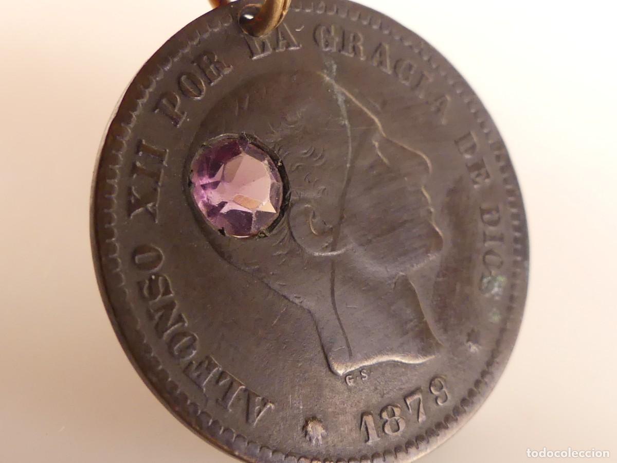 Monedas de Espa&ntilde;a: COLGANTE MONEDA DE ALFONSO XII INCRUSTADA - Foto 6