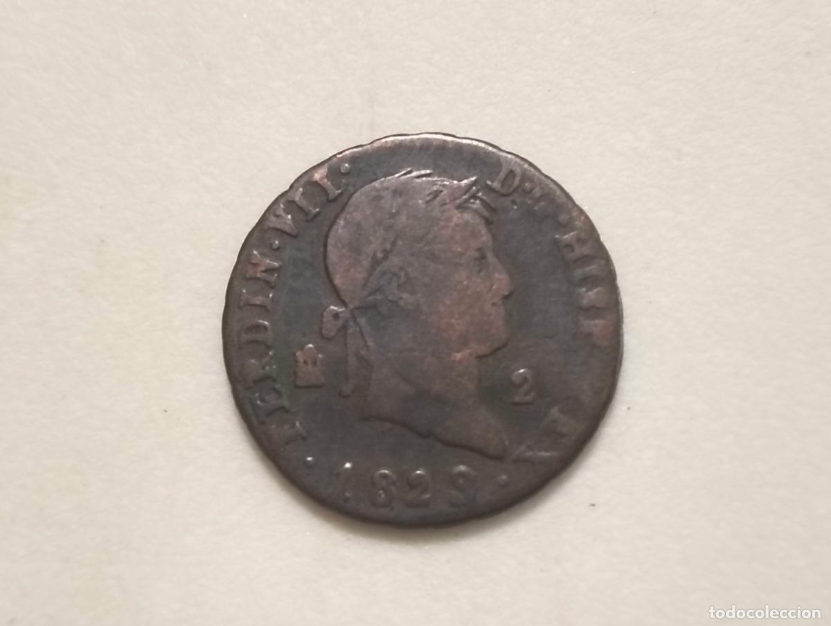 Monedas de Espa&ntilde;a: MONEDA COBRE, FERNANDO VII, A&Ntilde;O 1829, 2 MARAVEDIS, CECA SEGOVIA