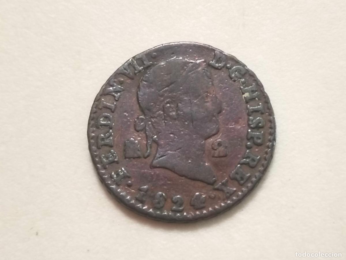Monedas de Espa&ntilde;a: MONEDA COBRE, FERNANDO VII, A&Ntilde;O 1824, 2 MARAVEDIS, CECA SEGOVIA