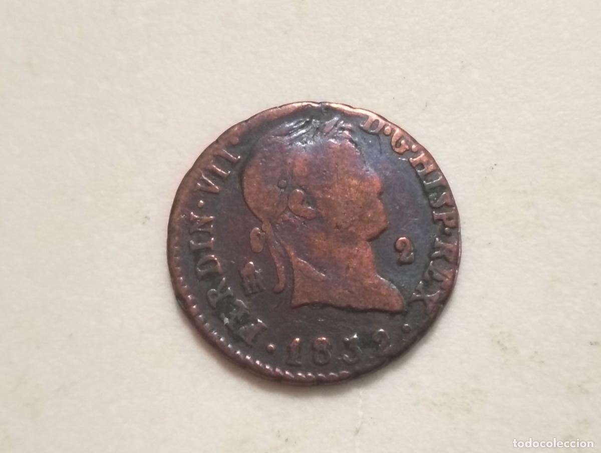 Monedas de Espa&ntilde;a: MONEDA COBRE, FERNANDO VII, A&Ntilde;O 1832, 2 MARAVEDIS, CECA SEGOVIA