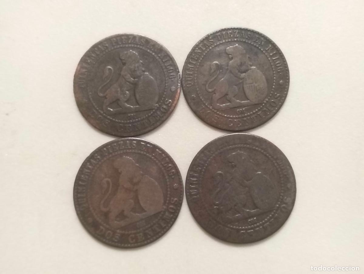 Monedas de Espa&ntilde;a: 4 MONEDAS COBRE, GOBIERNO PROVISIONAL, A&Ntilde;O 1870, 2 CENTIMOS