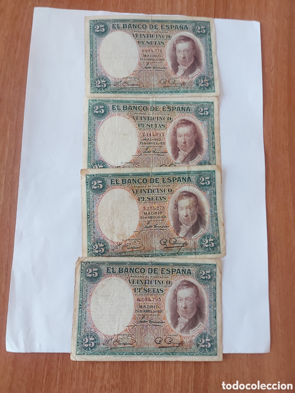 Moedas de Espanha: 4 billetes de Espa&ntilde;a sin se