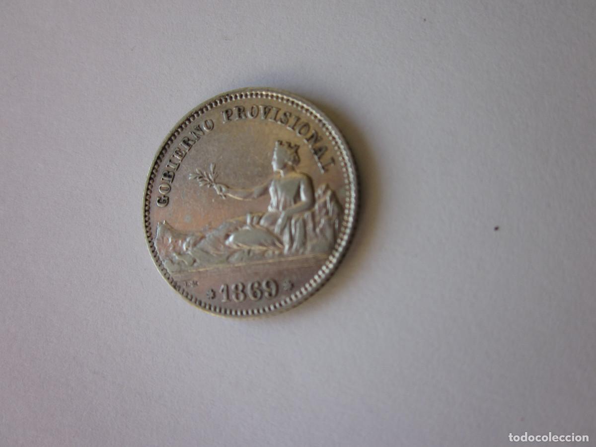 M&uuml;nzen von Spanien: Peseta Gobierno provisional 1869. Plata. Extraordinaria. Rara en esta calidad.