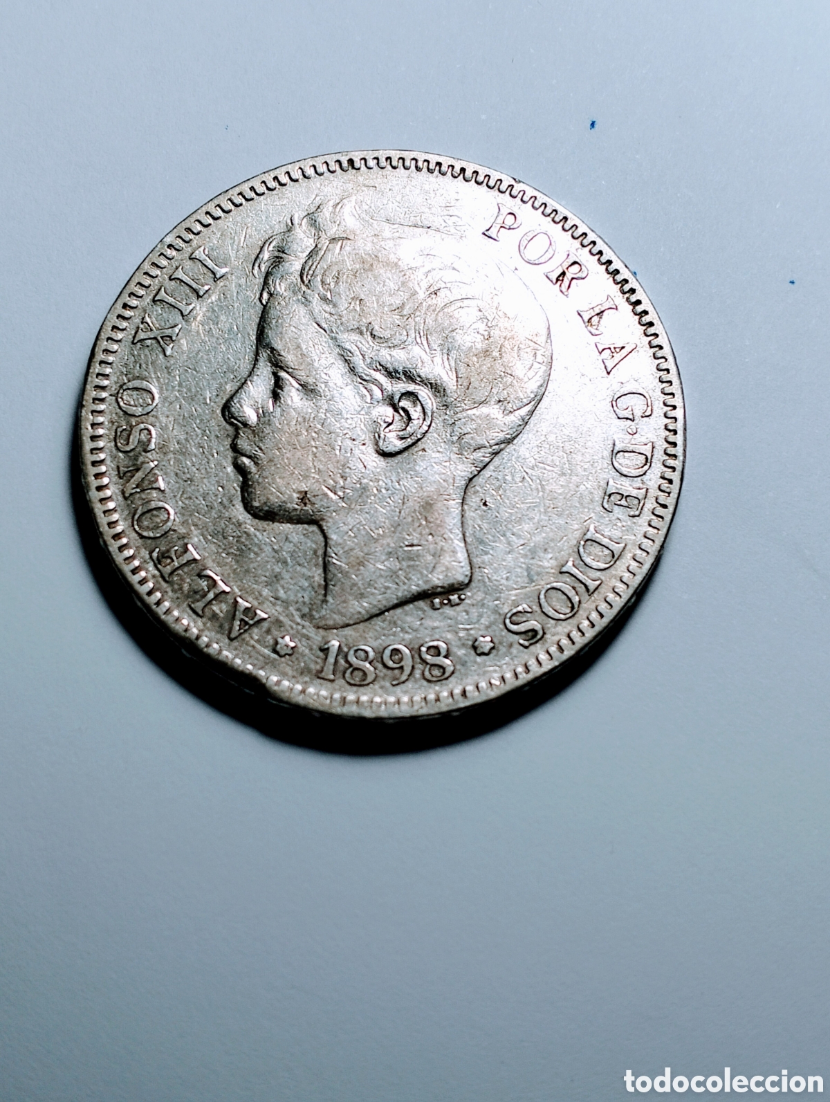 Coins of Spain: 1898*-98 ALFONSO XIII.S.G.V. 5 PESETAS.PLATA.