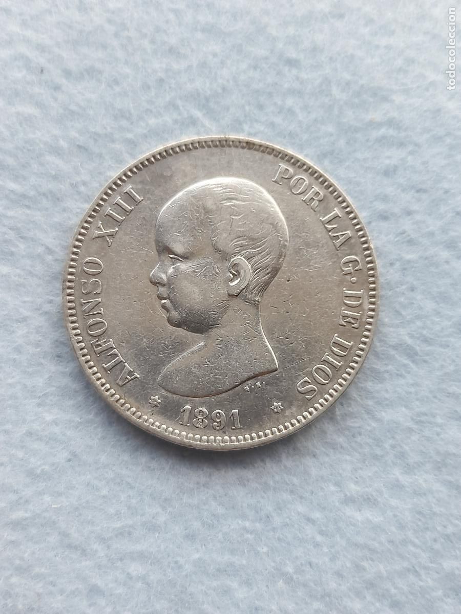 Moedas de Espanha: Alfonso XIII. 5 Pesetas. A&ntilde;o 1891. P.G - M. Plata.