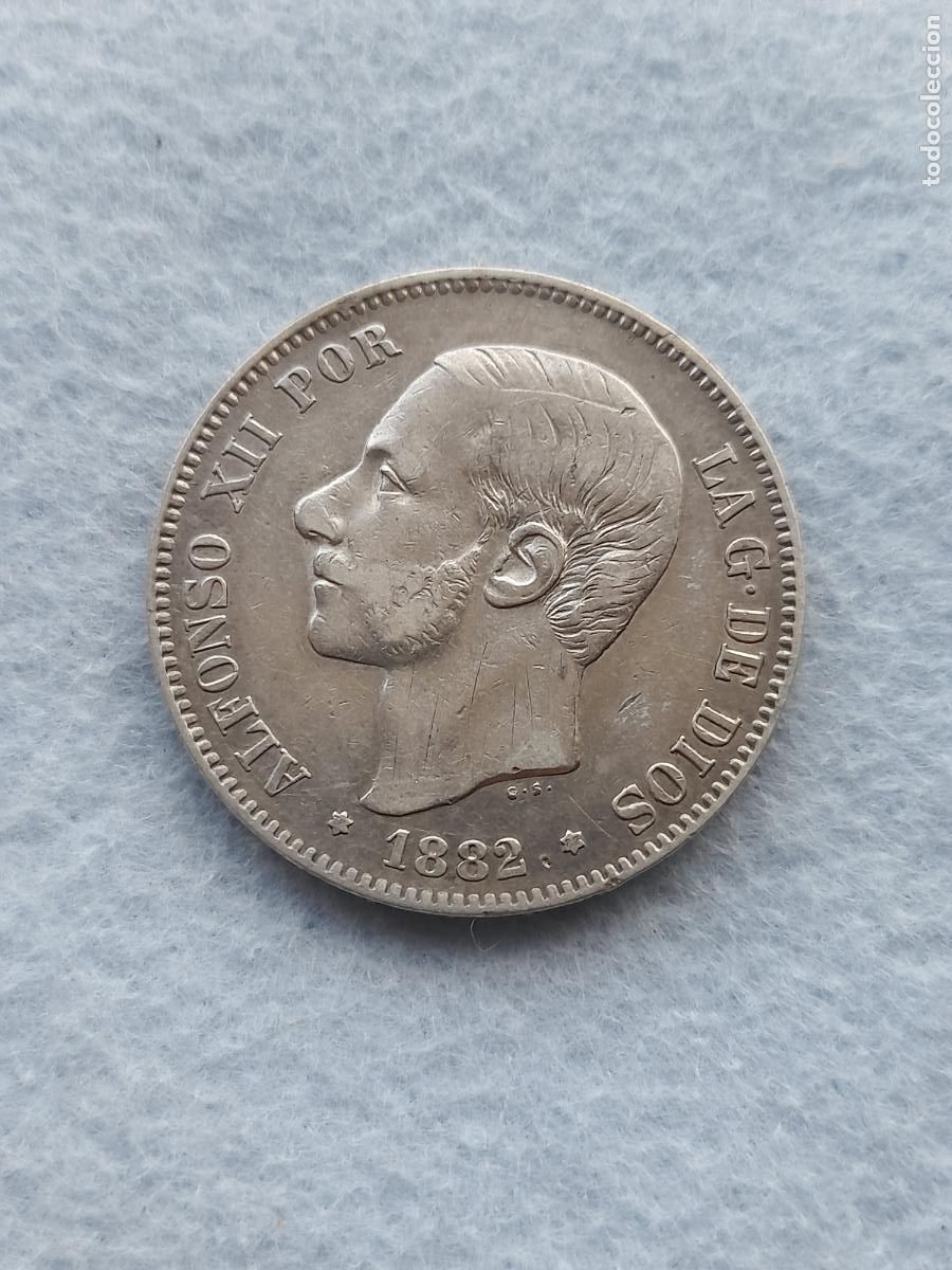 Moedas de Espanha: Alfonso XII. 5 Pesetas. A&ntilde;o 1882. M.S - M. Plata.