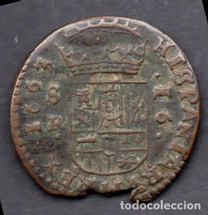 Monedas de Espa&ntilde;a: FELIPE IV - 16 MARAVEDIS 1663 - SEVILLA - Foto 2