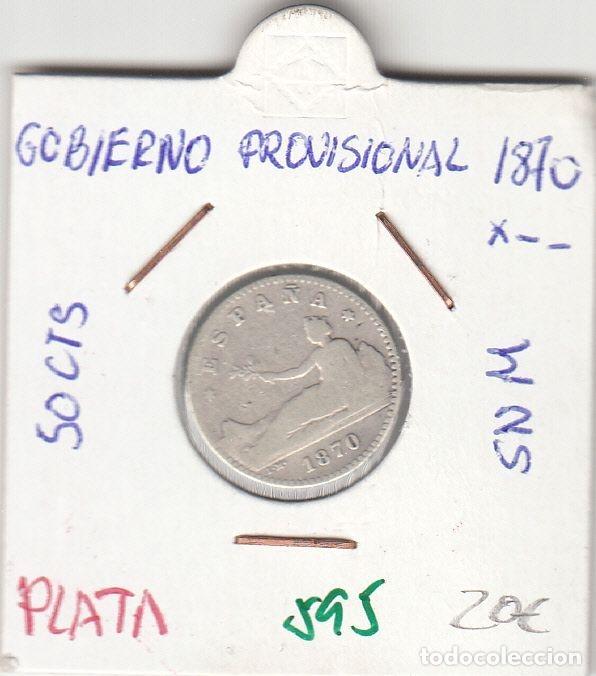 Monnaies d'Espagne: CRE0595 MONEDA ESPA&Ntilde;A GOBIERNO PROVISONAL 50 CENTIMOS PLATA 1870