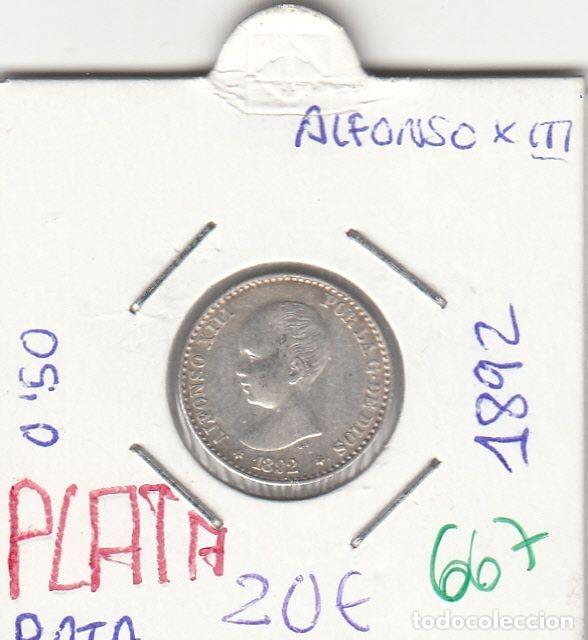 M&uuml;nzen von Spanien: CRE0667 MONEDA ESPA&Ntilde;A ALFONSO XIII 50 CENTIMOS 1892 PLATA