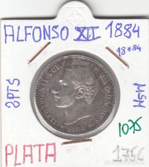 Coins of Spain: CRE1075 MONEDA ESPA&Ntilde;A ALFONSO XII 2 PESETAS 1884 PLATA