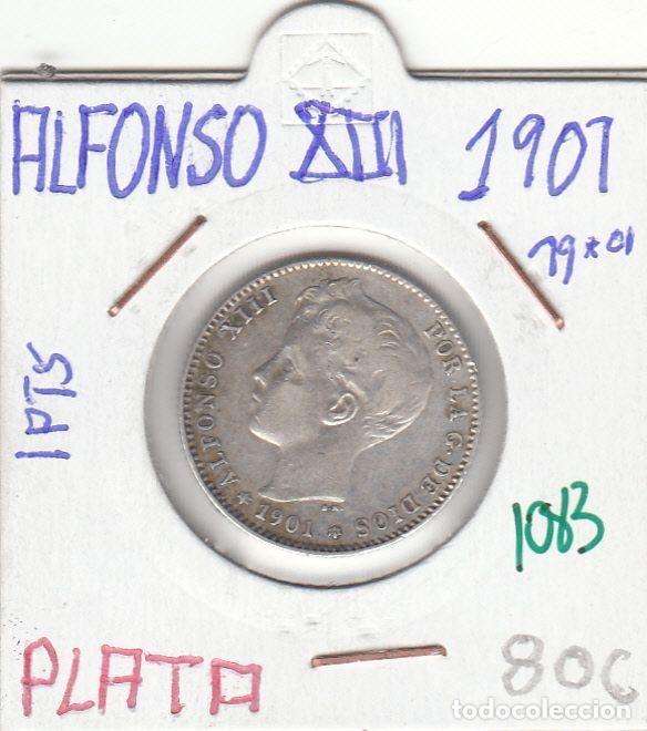 Coins of Spain: CRE1083 MONEDA ESPA&Ntilde;A ALFONSO XIII 1901 1 PESETA PLATA