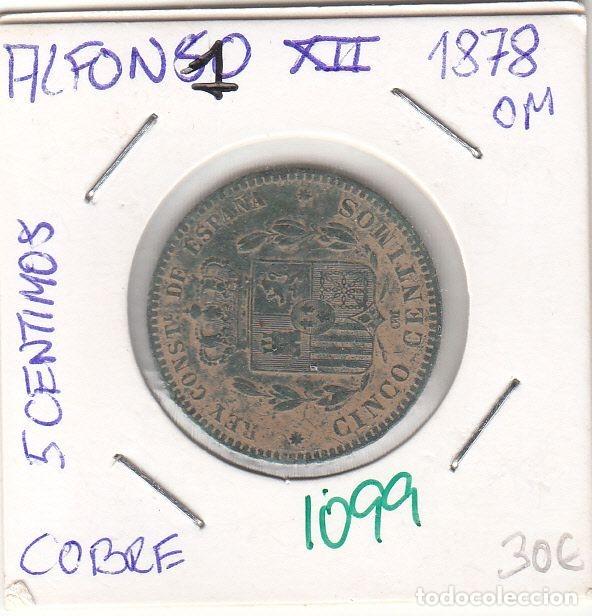 Coins of Spain: CRE1099 MONEDA ESPA&Ntilde;A ALFONSO XII 5 CENTIMOS 1878 BARCELONA