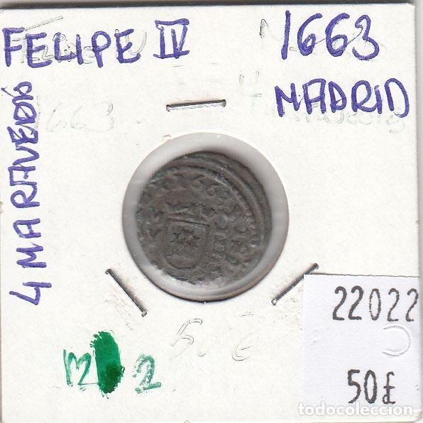M&uuml;nzen von Spanien: CRE1212 MONEDA ESPA&Ntilde;A 4 MARAVEDIS FELIPE IV 1663 MADRID
