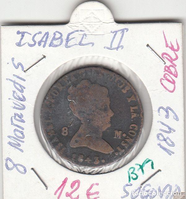 Coins of Spain: CRE1379 MONEDA ESPA&Ntilde;A ISABEL II 8 MARAVEDIS 1843 SEGOVIA