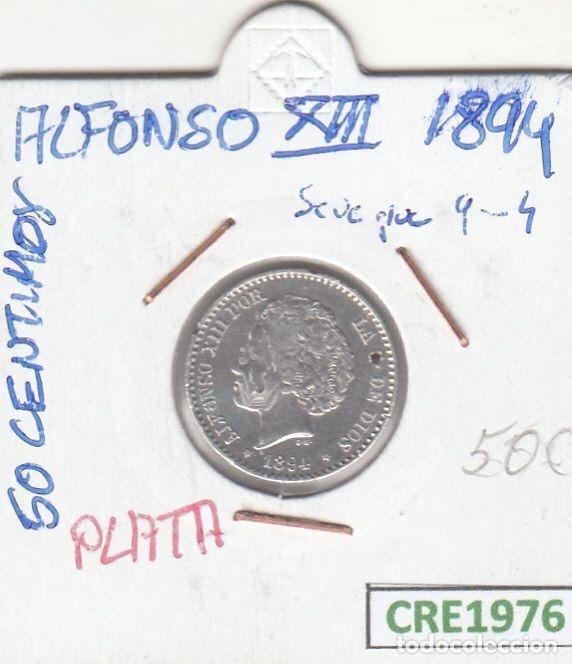 Monete da Spagna: CRE1976 MONEDA ESPA&Ntilde;A ALFONSO XIII 50 CENTIMOS 1894 PLATA