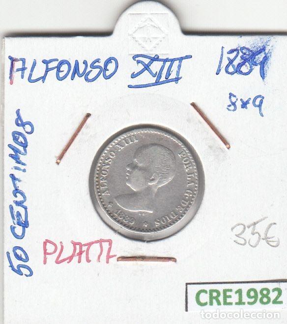 Monete da Spagna: CRE1982 MONEDA ESPA&Ntilde;A ALFONSO XIII 50 CENTIMOS 1889 PLATA