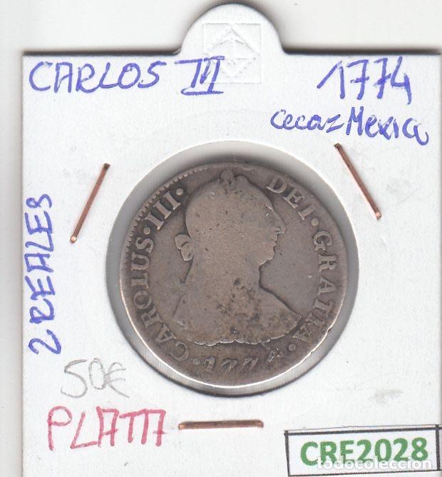 Monnaies d'Espagne: CRE2028 MONEDA ESPA&Ntilde;A CARLOS III 2 REALES 1774 MEXICO PLATA