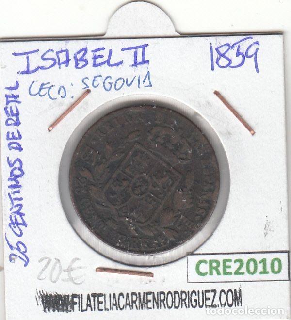 Moedas de Espanha: CRE2010 MONEDA ESPA&Ntilde;A ISABEL II 25 CENTIMOS DE REAL 1859 SEGOVIA