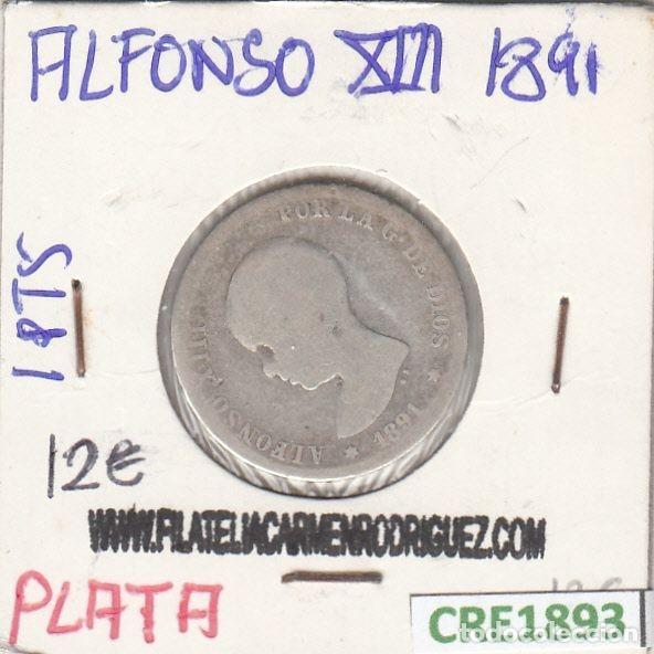 Moedas de Espanha: CRE1893 MONEDA ESPA&Ntilde;A 1 PESETA ALFONSO XIII 1891 PLATA