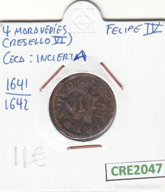 Monnaies d'Espagne: CRE2047 MONEDA ESPA&Ntilde;A FELIPE IV 4 MARAVEDIS RESELLO VI 1641-42