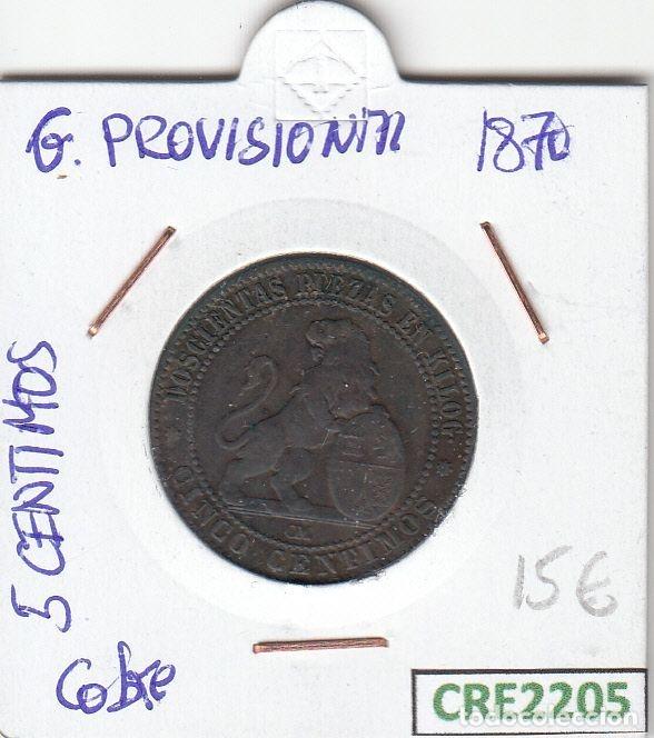 Coins of Spain: CRE2205 MONEDA ESPA&Ntilde;A GOBIERNO PROVISIONAL 5 CENTIMOS 1870