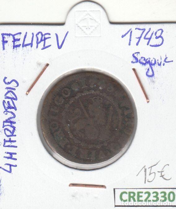 Monedas de Espa&ntilde;a: CRE2330 MONEDA ESPA&Ntilde;A FELIPE V 4 MARAVEDIS 1743 SEGOVIA