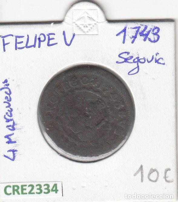 Monedas de Espa&ntilde;a: CRE2334 MONEDA ESPA&Ntilde;A FELIPE V 4 MARAVEDIS 1743 SEGOVIA