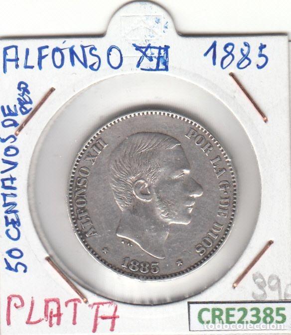 M&uuml;nzen von Spanien: CRE2385 MONEDA ESPA&Ntilde;A ALFONSO XII 50 CENTAVOS DE PESO 1885 PLATA