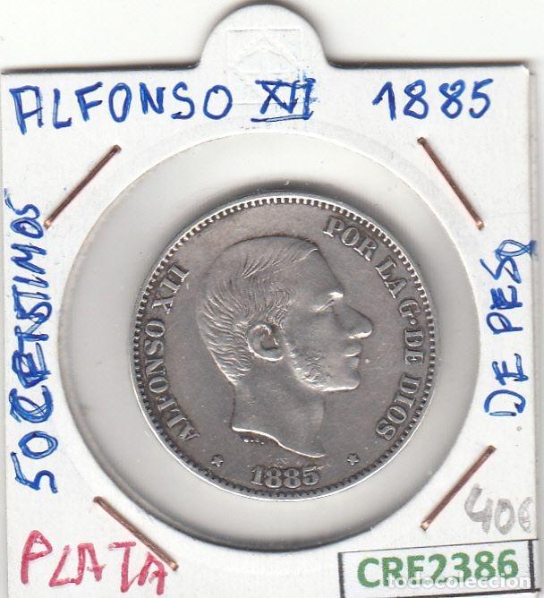 M&uuml;nzen von Spanien: CRE2386 MONEDA ESPA&Ntilde;A ALFONSO XII 50 CENTIMOS 1885 PLATA
